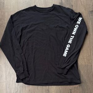 adidas Black Long Sleeve Tee with Bold Sleeve Text